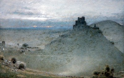 Corfe Castle (penna och bläck med akvarell och kroppsfärg på papper) av Albert Goodwin