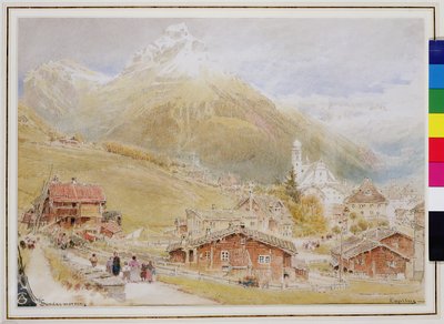 Engelberg, söndag morgon, ca 1909-11 (penna och bläck, wc) av Albert Goodwin