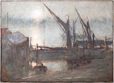 Dimma på floden, Cheyney Walk, Chelsea av Albert Goodwin