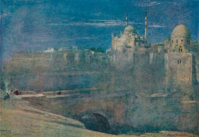 Månsken på citadellet, Kairo, c1890 av Albert Goodwin