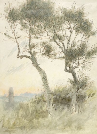 Studie av två träd av Albert Goodwin