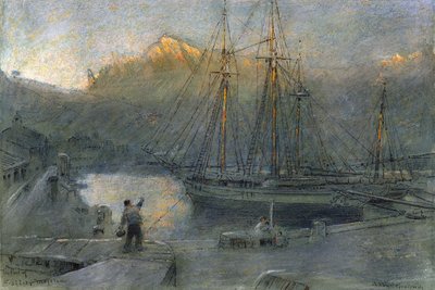 hamnen i Sollo, Mallorca, av Albert Goodwin