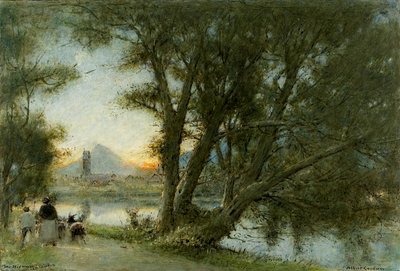 The Village of…, c.1860-c.1932 (olja, penna och bläck ombord) av Albert Goodwin