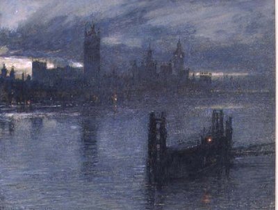Westminster från Lambeth Bridge av Albert Goodwin