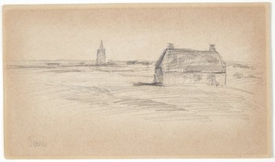 Bondgård och kyrktorn av Albert Gottschalk