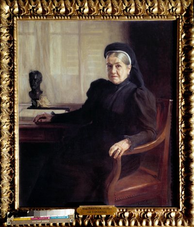 Porträtt av Madame Pasteur (1854-1905), änka efter den franske läkaren Louis Pasteur (1822-1895) 1899” Målning av Albert Edelfelt (1854-1905) 1899 Paris, Musee Pasteur - Porträtt av Madame Pasteur 4-190855, (19085) av den franske läkaren Louis Pasteur (182 av Albert Gustaf Aristides Edelfelt