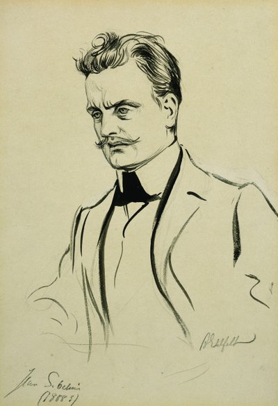 Porträtt av kompositören Jean Sibelius, liten halvlängd, av Albert Gustaf Aristides Edelfelt