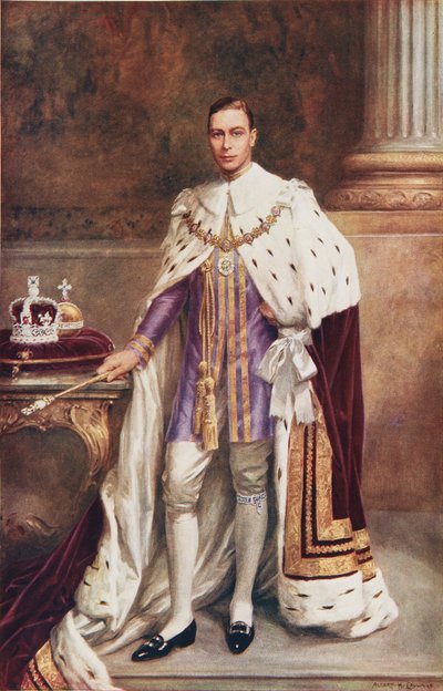 Kung George VI i kröningsdräkt av Albert Henry Collings