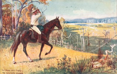 Australiska typer: Boundary Rider (färglitografi) av Albert Henry Fullwood