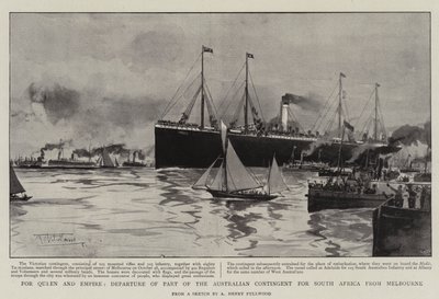 För Queen and Empire, avresa från en del av den australiensiska kontingenten till Sydafrika från Melbourne av Albert Henry Fullwood