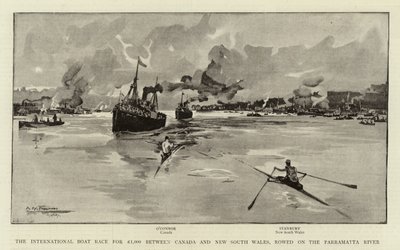 International Boat Race för £1 000 mellan Kanada och New South Wales, rodde på Parramatta River av Albert Henry Fullwood