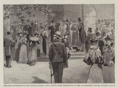 Den nya guvernören i New South Wales, Lady Duffs första mottagning i regeringshuset, Sydney, New South Wales av Albert Henry Fullwood