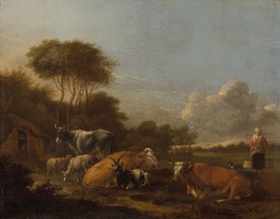 Landskap med boskap av Albert Jansz Klomp