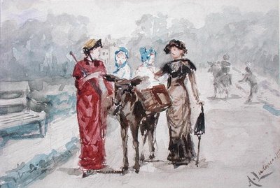 The Donkey Ride (akvarell på papper) av Albert Jnr. Ludovici