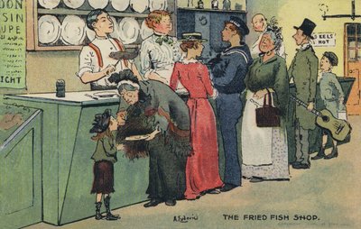 Den stekta fiskaffären (chromolitho) av Albert Jnr. Ludovici