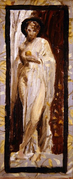 A Drapered Naken / Study, c.1867 (olja på panel) av Albert Joseph Moore
