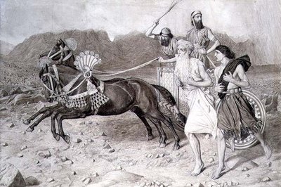Elia springer till Jisreel framför Ahabs vagn av Albert Joseph Moore