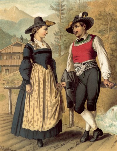 Tysk dräkt, Tyrol Billerthal av Albert Kretschmer