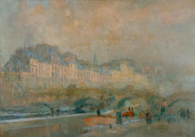 Paris, slussen vid La Monnaie; Vintersol eller utsikt över Po av Albert Lebourg