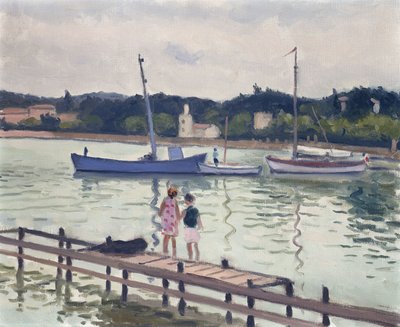 Barn och segelbåtar; Barn i Porquerolles av Albert Marquet