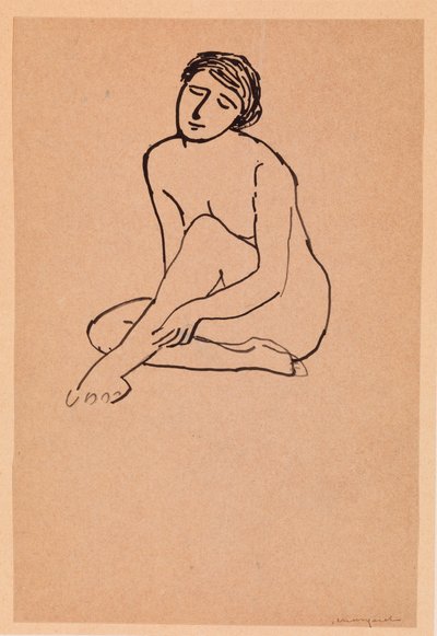 Naken kvinna sitter (penna och bläck på papper) av Albert Marquet