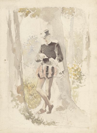Stående ung man som läser ett brev av Albert  Neuhuys