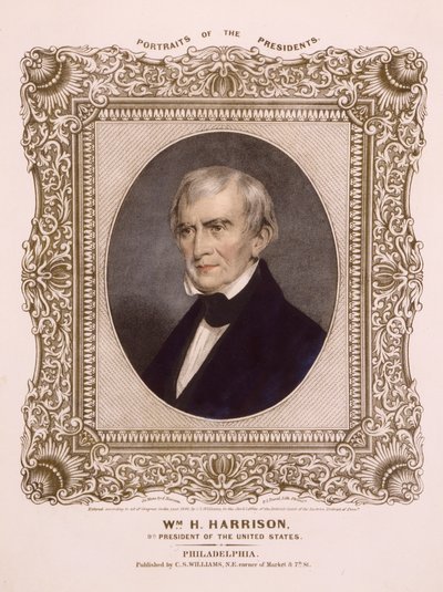 USA:s president William Henry Harrison, 1846 (litografi) av Albert Newsam