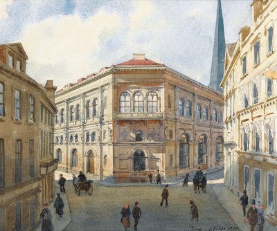 ""Porträtt av Rigabörsen i Lettland"" (Utsikt över Rigabörsen) Akvarell av Albert Benois (1852-1936) - 1880 Dim 22,5x27 cm Privat samling av Albert Nikolaevich Benois