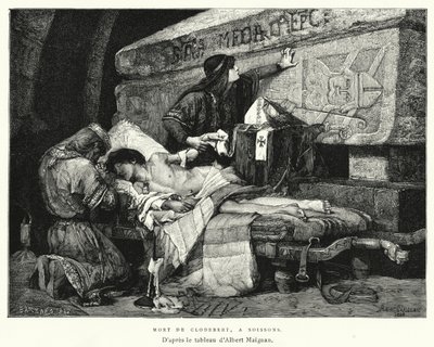 Death Of Clodebert, At Soissons (gravyr) av Albert Pierre René (after) Maignan