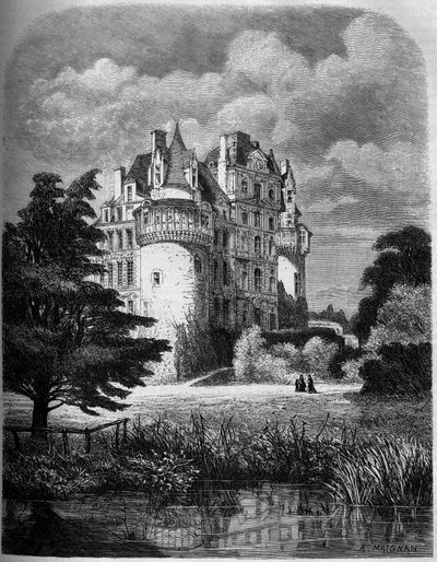 Chateau de la Loire: exteriör vy av Chateau de Brissac (renässansarkitektur av Albert Pierre Rene Maignan