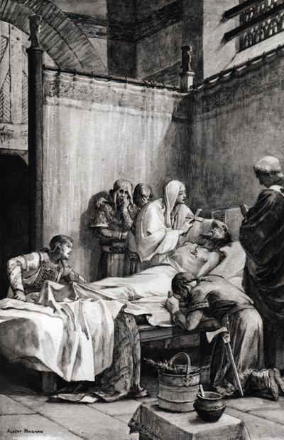 Clovis I:s död av frankerna i Paris den 27 november 511 - Clovis död - teckning av Albert Maignan (1845-1908) - av Albert Pierre Rene Maignan