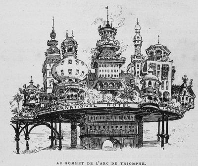 Flygplans centralstation i Notre-Dame - i "" 20th Century"" av Robida av Albert Robida