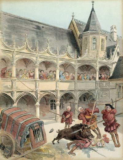 Amboises galt. Under firandet efter framtiden för kung Francois I (1494-1547) 1515, rev en lös galt på gården till Chateau d