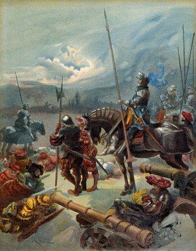 Femte italienska kriget (1515-1516): natten till Marignan (Italien), mellan 13 och 14 september 1515. Illustration av Albert Robida