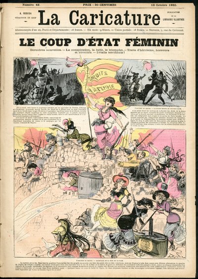 Illustration av Albert Robida (1848-1926) för omslaget till La Caricature (1880) av Albert Robida