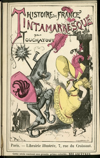 Illustration av Albert Robida (1848-1926) i Histoire de France tintamarresque, ca. 1880 - Historia, dans av Albert Robida