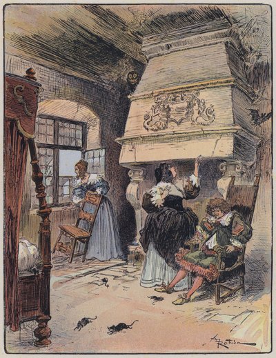 Illustration för Le Capitaine Bellormeau av och illustrerad av A Robida (färg litho) av Albert Robida