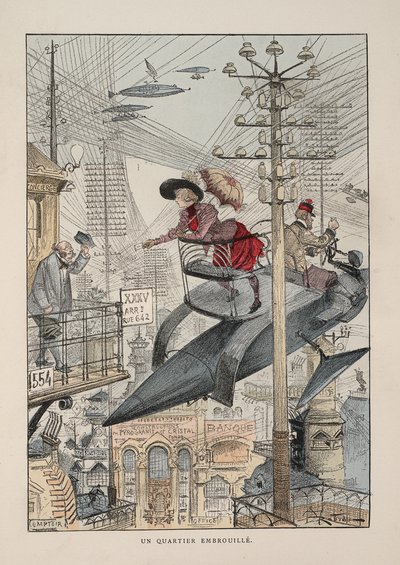 Illustration för det tjugonde århundradet: Elektriskt liv av Albert Robida