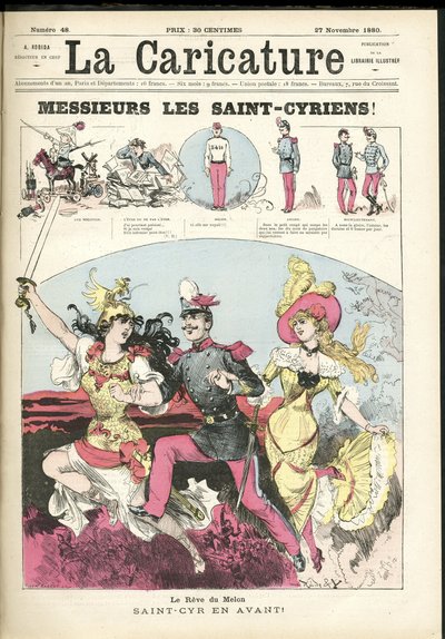 Illustration av Albert Robida (1848-1926) för omslaget till La Caricature (1880) av Albert Robida