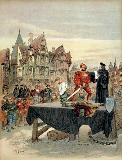 Jean de Poitiers, seigneur av Saint Vallier (ca 1475-1539), kapten för gardena hos Charles de Bourbon (1489-1537) var nåd på ställningen 1524. Illustration av Albert Robida