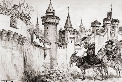 La Harangue Faite Par Ulric Gallet En Picrochole eller harangen levererad av Ulric Gallet till Picrochole. av Albert Robida