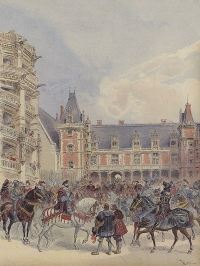 Gården vid Loire-slotten av Albert Robida