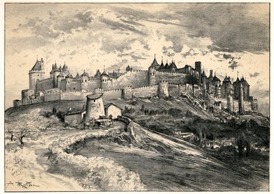 Den medeltida staden Carcassonne av Albert Robida