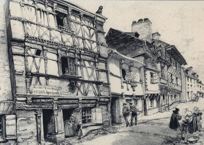 Rue Fardel a Saint Brieuc (Saint-Brieuc) - Gamla Frankrike - Bretagne - text, teckningar och litografier, av Albert Robida (1848-1926) odaterat slutet av 1800-talet av Albert Robida
