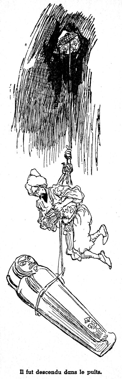 Sindbad sjömannen (Sinbad) - sagan om de tusen och en (1001) nätterna - illustration av en bok från 1948 (Fortin edition, samling Wonderful Imaging of Childhood) som berättar om sina äventyr - illustration av Albert Robida (1848 - 1926) - Fjärde resan : Si av Albert Robida