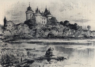 Slottet Combourg i Ille-et-Vilaine - Gamla Frankrike - Bretagne - text, teckningar och litografier, av Albert Robida (1848-1926) odaterat slutet av 1800-talet av Albert Robida