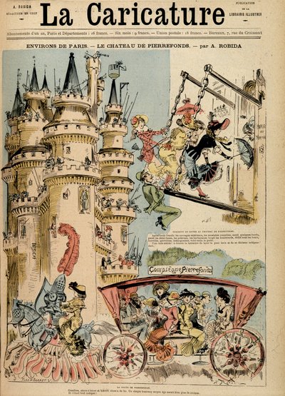 Vägen till slottet Pierrefonds i Oise (60). av Albert Robida