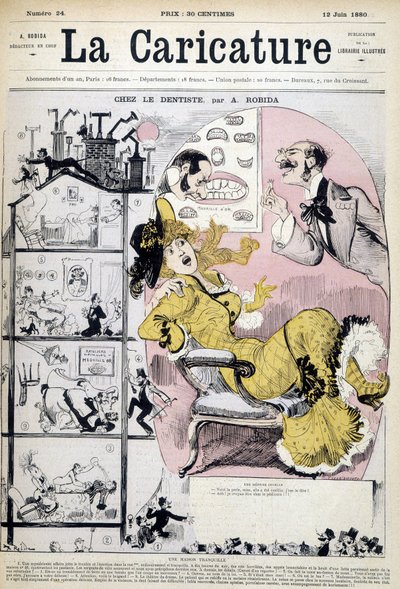 Kvinna hos tandläkaren - av Robida, i "" La caricature""" av 1880-06-12. av Albert Robida