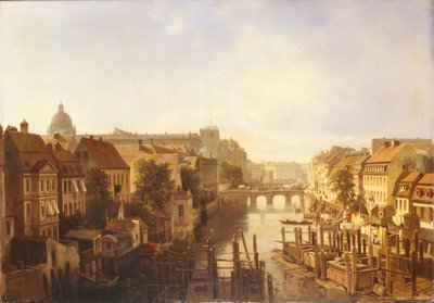 Utsikt över den långa bron från Mühlendamm, 1850 av Albert Schwendy