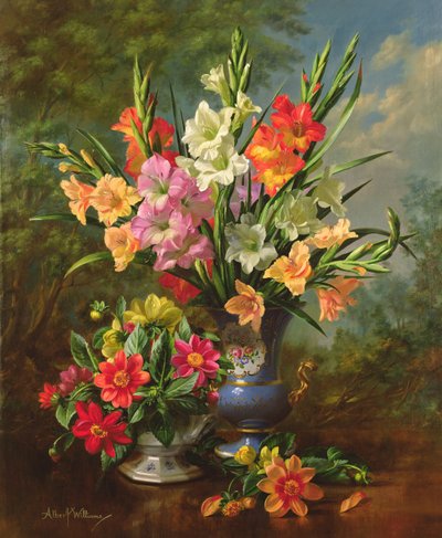 AB1062B Gladioler och Dahlior av Albert Williams
